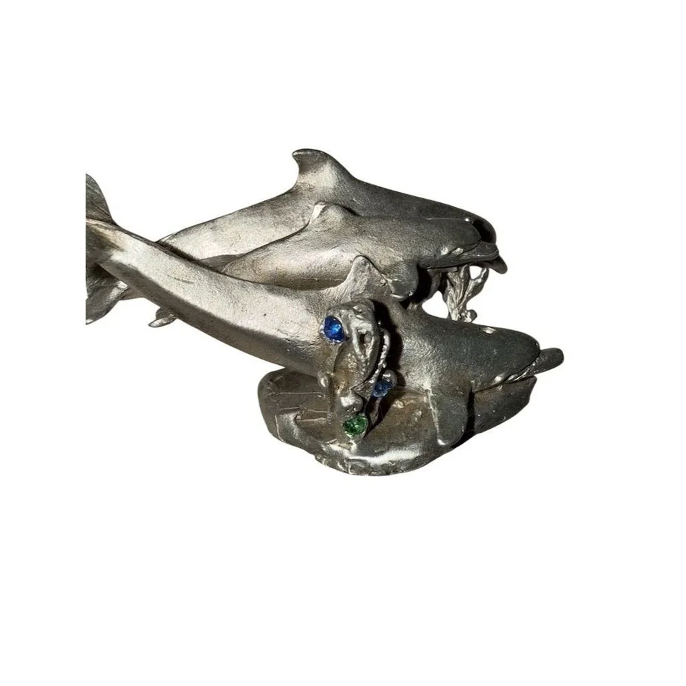 Kirks‎ Folly Pewter Dolphin Sculpture Set Vintage Decor mixed brands 5 pieces